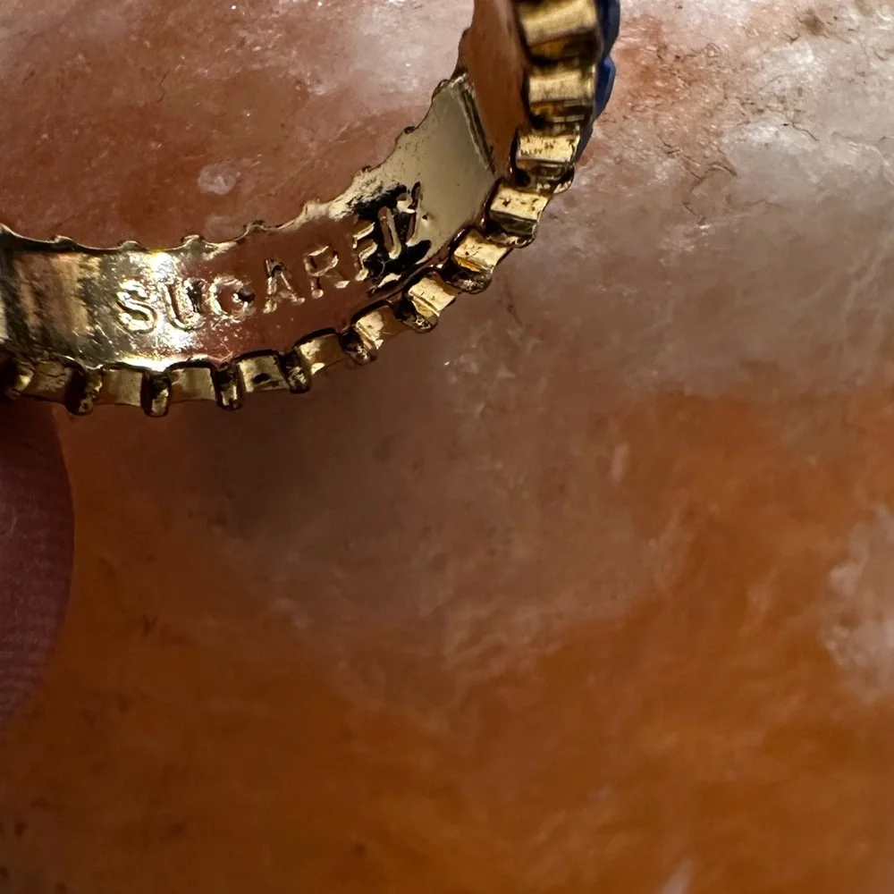 Sugar Blue and Gold Gemstone Ring by Melania Clara Size 7 - Picture 4 of 5